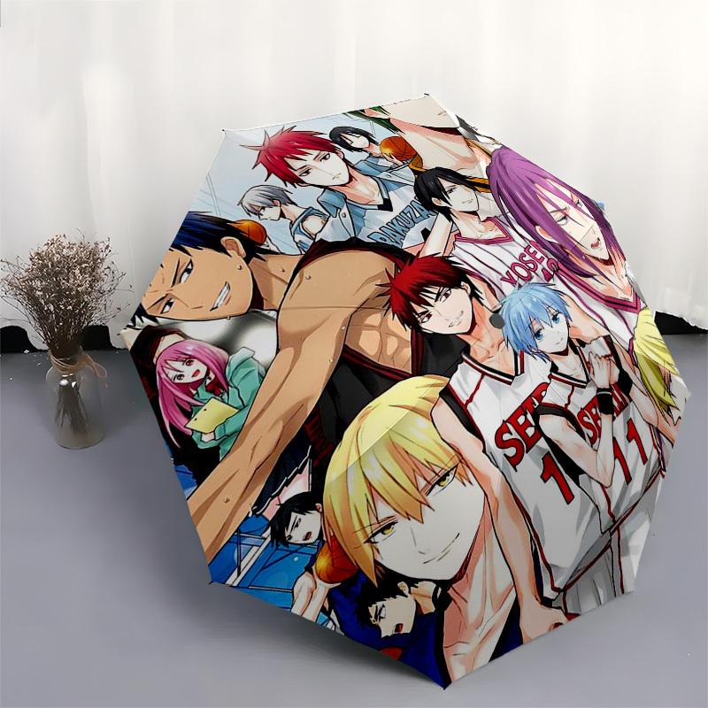 1pc Basketball Anime Characters Outdoor Umbrella - Automatic Opening/Closing, Portable 3-Fold Design, 8-Rib Iron Frame, Perfect Gift for Fans, Tr