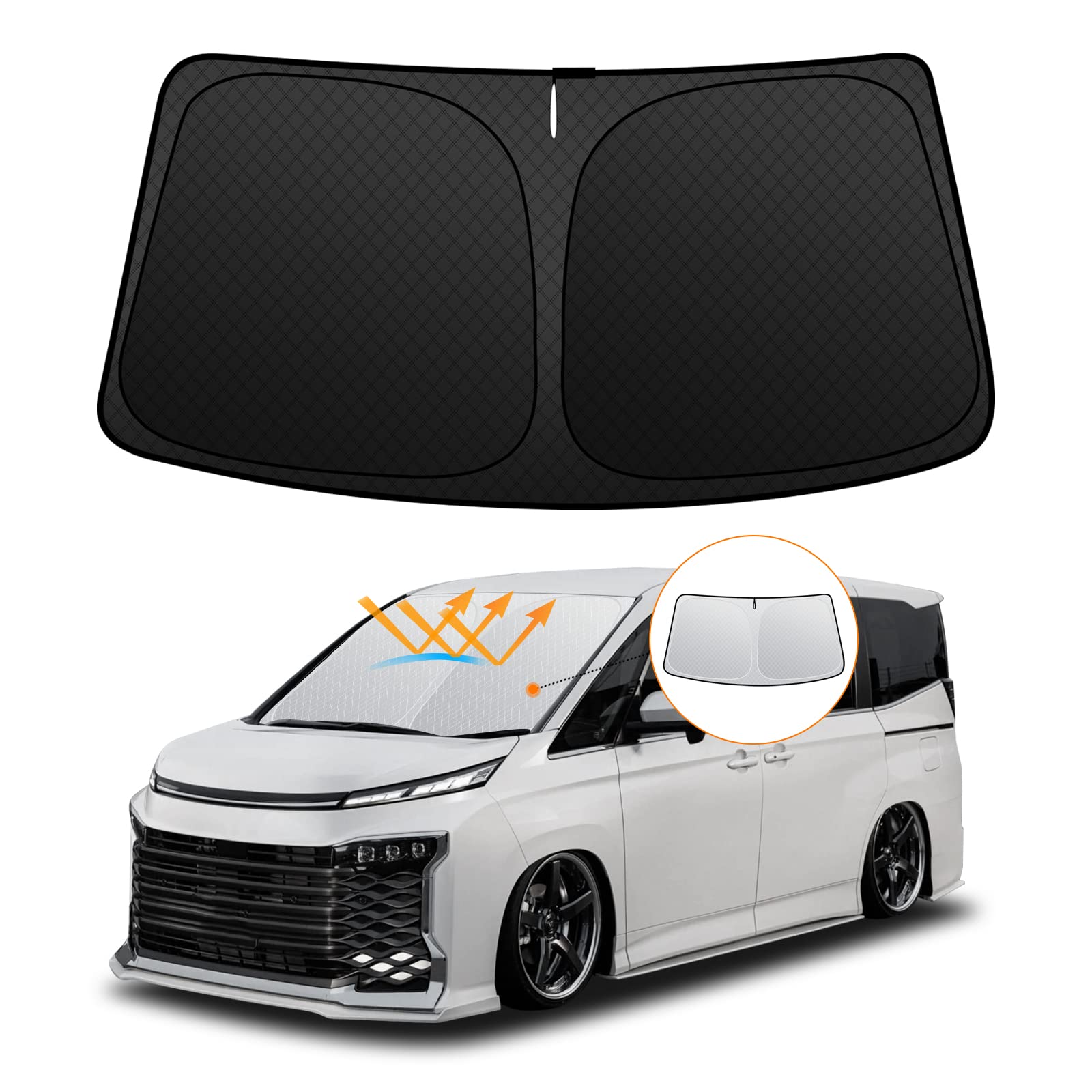 

Toyota Windshield Sunshade NOAH and 4th UV Light Blocking and Summer UV Easy Installation and Includes Storage Bag [Enhanced Edition] Voxy/Noah (90 чёрный