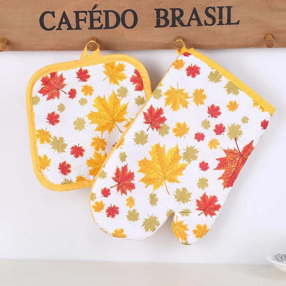 Oven Gloves Table Mat Practical Microwave Ovens Two-piece Set Scald Resistant Household Goods Heat-resistant Kitchen Accessories