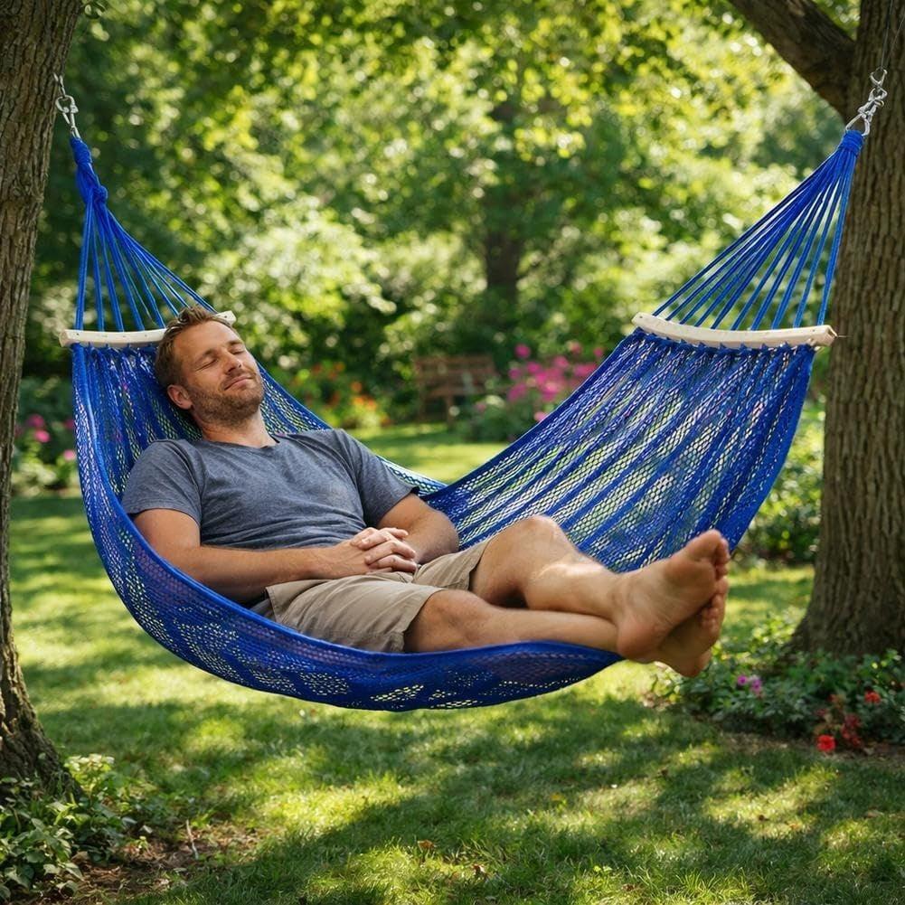 Hammock Without Stand, Portable Lightweight Camping Hammock with Tree Straps Storage Bag, Outdoor Rope Hammock Replacement for Travel