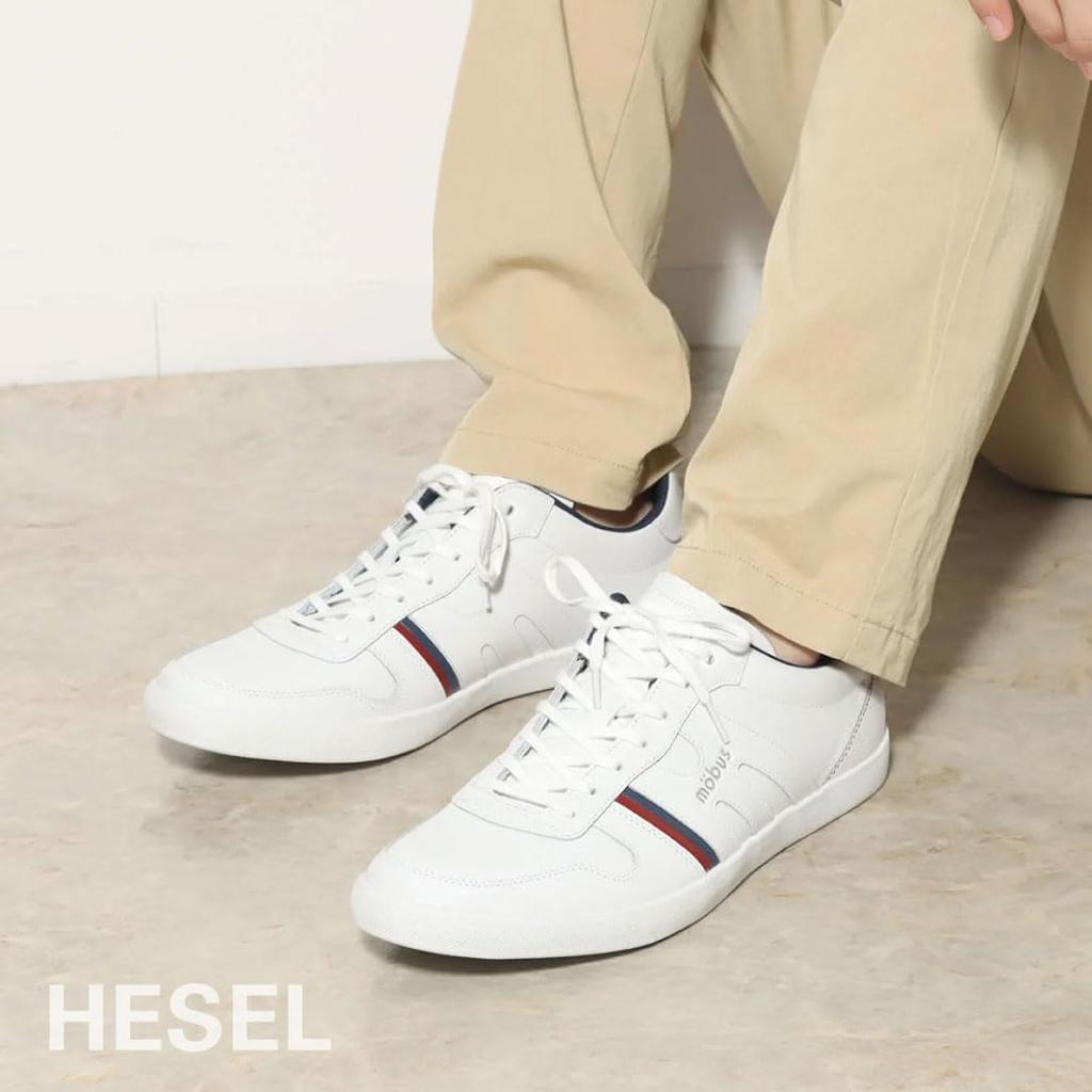 Mobus Men's Leather Sneakers, Genuine Leather, Sports, Casual, Walking Shoes, Current Model HESEL (Navy, Japanese Shoe Size, Adult, Numeric, 25.5 Cm)