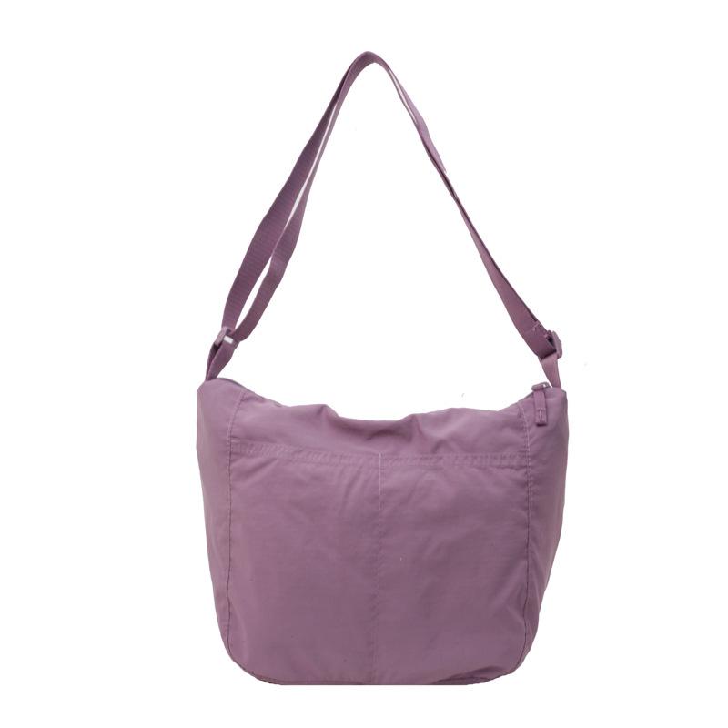 Japanese solid color messenger bag waterproof nylon bag female student class shoulder bag large capacity lightweight cloth bag