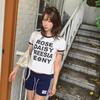 New ArrivalS Open Run Women S Hip Mood Lettering Color Block Round Neck Crop Tee
