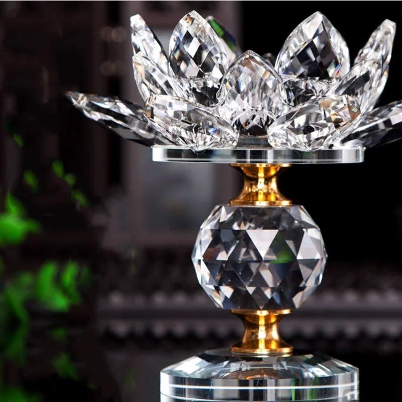 Household Colorful Crystal Lotus Candlestick, Butter Lamp Holder, Buddha Offering Lamp, Interior Decoration, Buddha Hall, Prayer