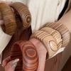 New Chinese Style Retro Texture Wooden Bangles for Women Trendy Irregular Geometric Chunky Wristbands Artistic Party Jewelry F