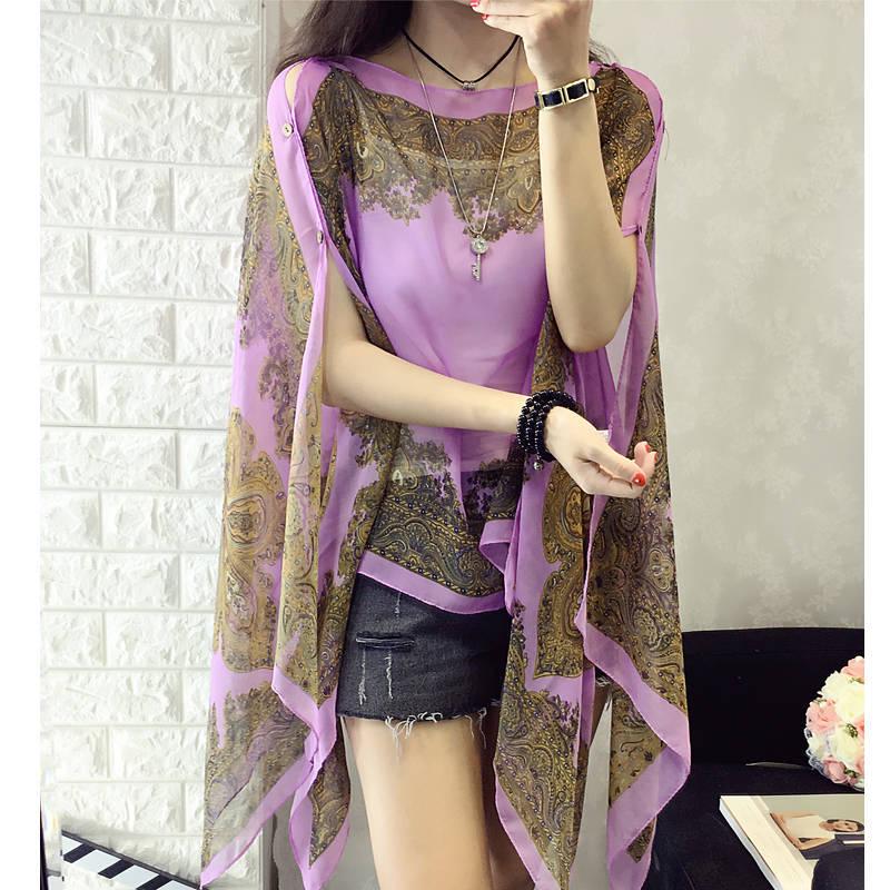 Versatile Chiffon Shawl Scarf: Women's Multi-Functional Sun Protection, Beach Towel, and Super Long Wrap for Spring/Summer.