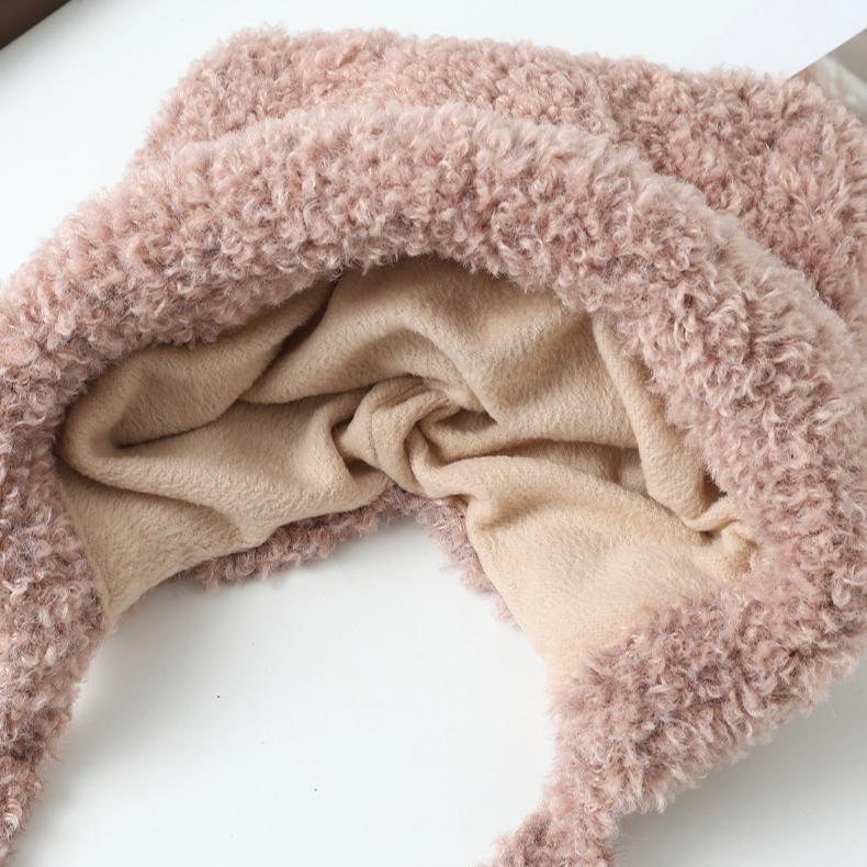 Ladies Autumn and Winter New Cute Bear Plush Ear Protector, Plush Thickened Thermal Hat and Cold Hat