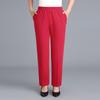 Black Cotton Middle-aged Mother Trousers Loose Elastic Waist Casual Pants Spring Autumn Loose Solid Women's Straight Pants