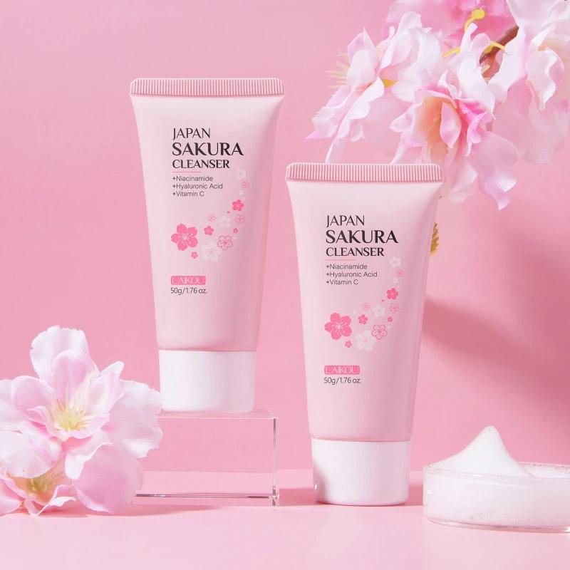 LAIKOU Sakura Foaming Facial Cleanser Cherry Blossoms Face Wash Pores Blackheads 50g