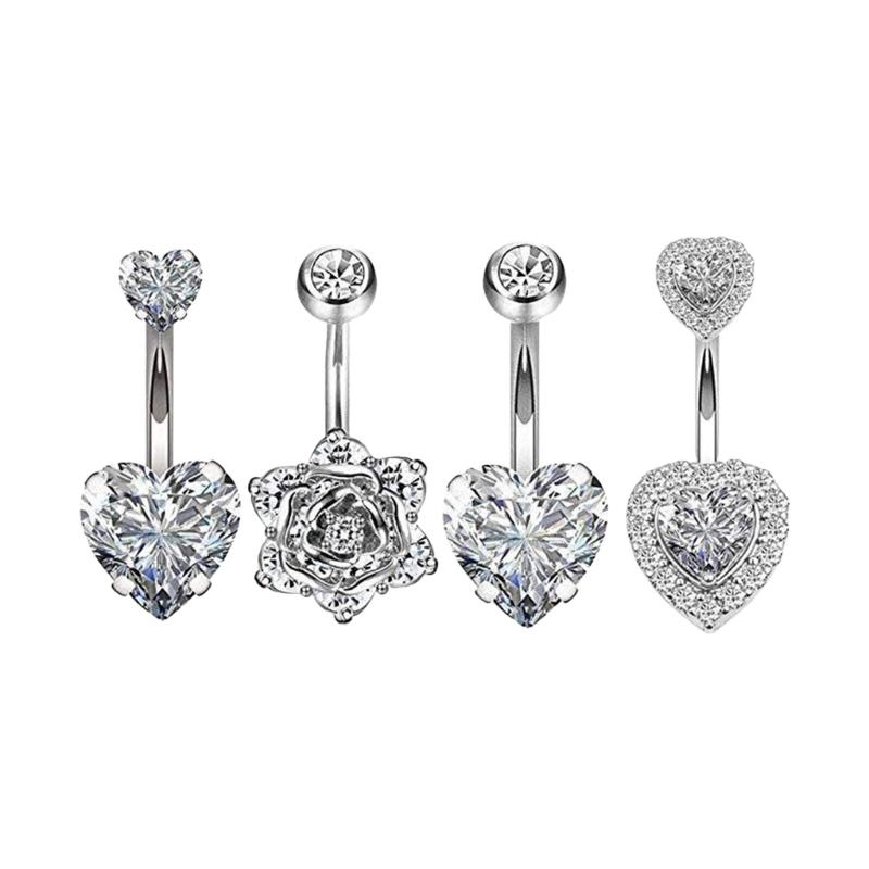 

Easy Clean Surgical Steel Belly Rings Set Cubic Zirconia Body Jewelry For Casual And Prom Event