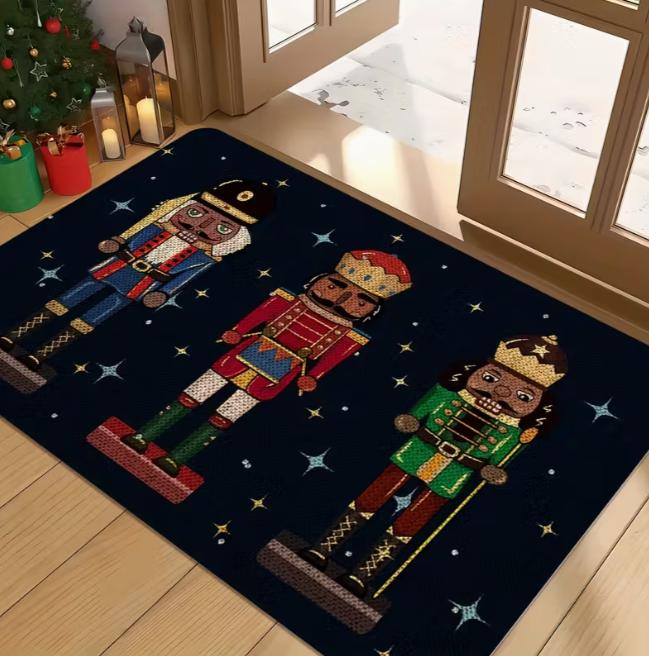 A Christmas Doormat Themed Decorative Gift with A Christmas Puppet Pattern Suitable for Use As A  At Living Room Bedroom Mats