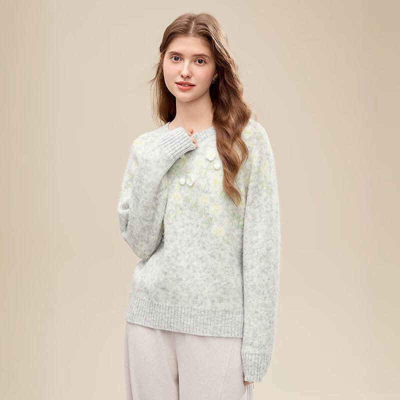 Betu Women's 2025 Winter Floral Jacquard Sweater