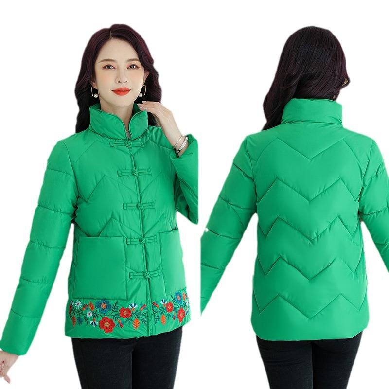 Ethnic Style Women's Autumn and Winter Retro Cotton Jacket Short Small Padded Jacket Embroidered Tang Costume Cotton Jacket Buckled Chinese Jacket