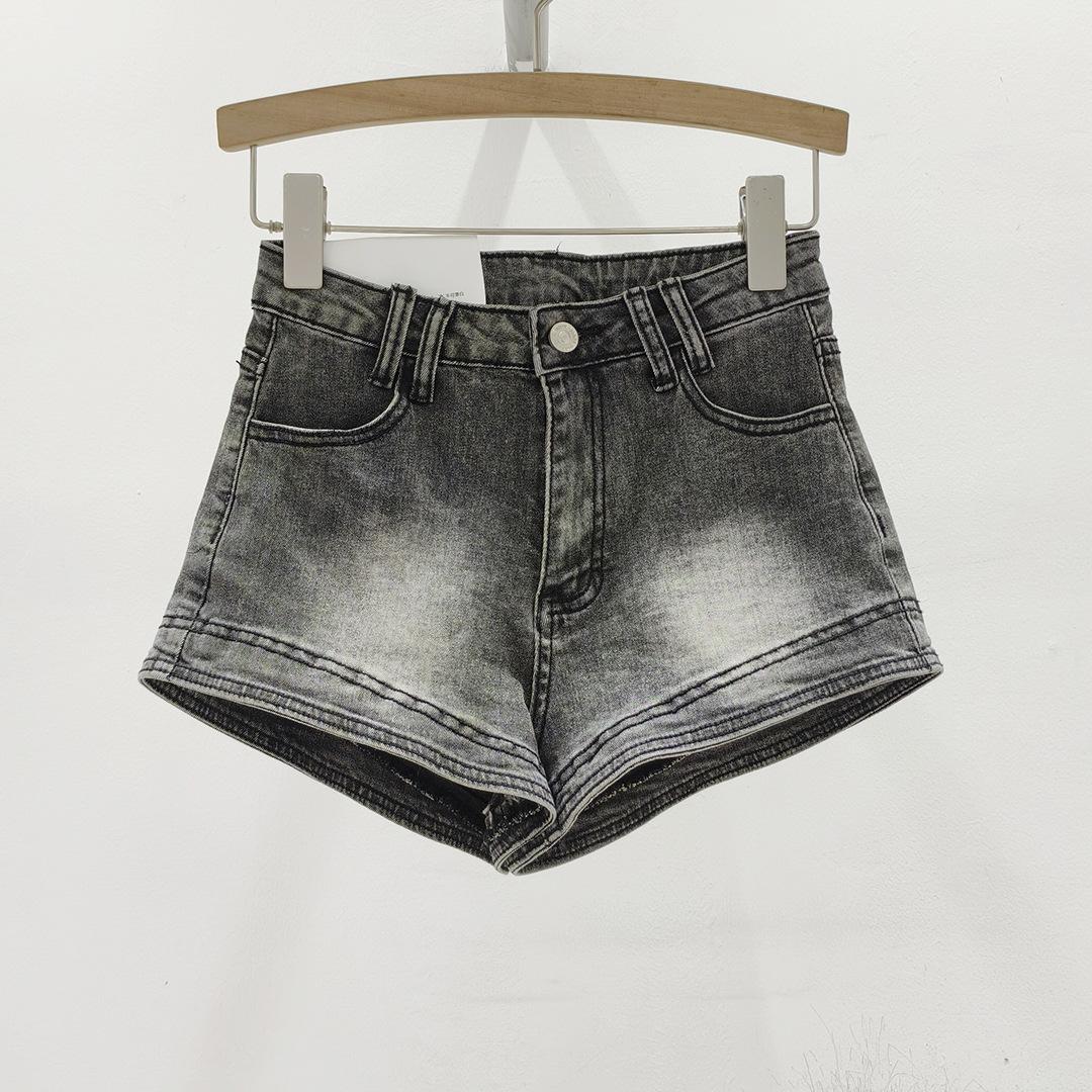 Spicy girl American vintage denim shorts for women, new summer sweet and spicy design, high-waisted, slimming, slim hot pants S серый