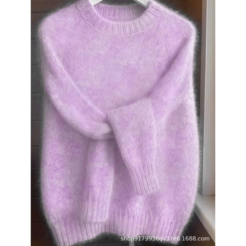 Weicher Ästhetischer Vintage Strickpullover Damen Frühling Herbst Locker Gemütlich Lässiger Leichter Dünner Pullover