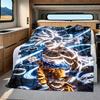 1pz Coperta in Flanella con Stampa Son Goku, Alta Qualità per Tutte le Stagioni, Decorazione per la Casa, Calore e Comfort, Perfetta per Regali di Natale