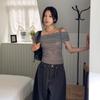 New Arrivals Open Run Women Summer Sheer Off Shoulder Knit Top