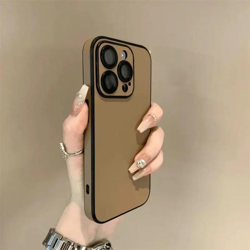 Luxury Leather Colorful Case for iPhone 17 Pro 16 15 14 Plus 13 12 11 Pro Max Soft Silicone Bumper Matte Shockproof Simple Cover