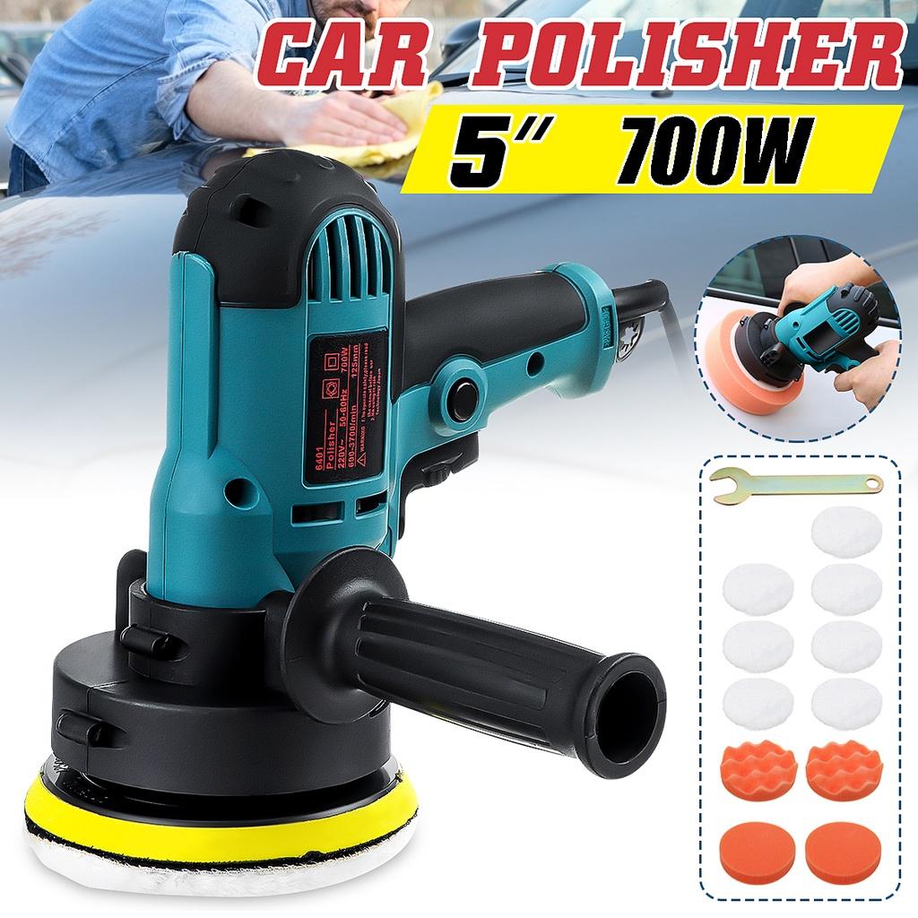 220V Electric Car Polisher Adjustable Speed Furniture Automobile Sanding Waxing Tools Car Polishing Machine with Sponge Pads 700W