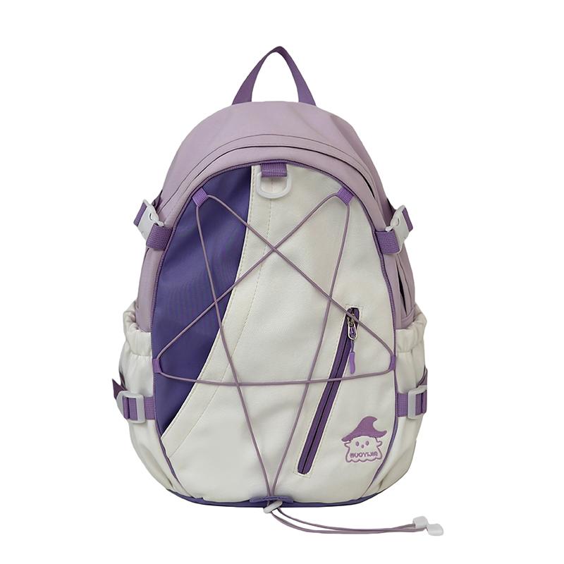 Junior High School Student Schoolbag Color Block Women Large Capacity Backpack