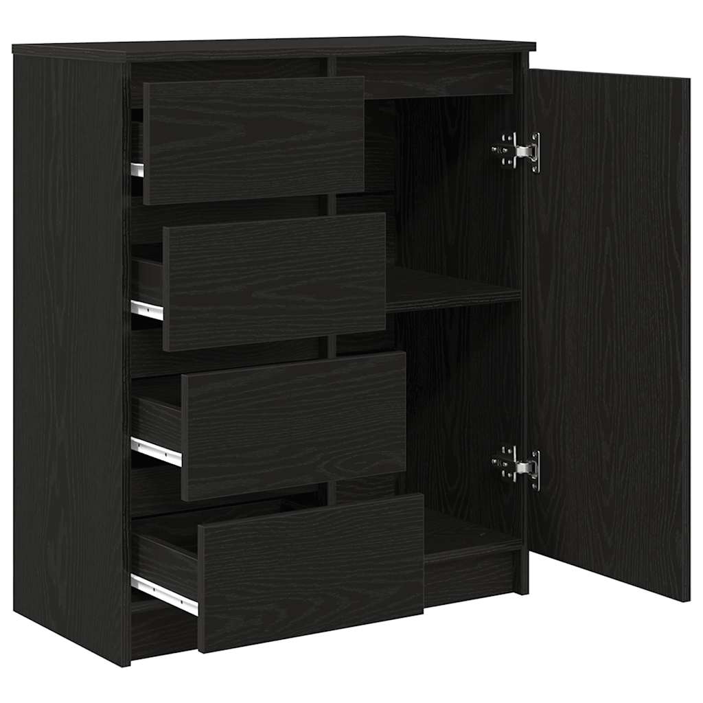 Sideboard with Drawers Black Oak Effect 71 x 35 x 84 cm