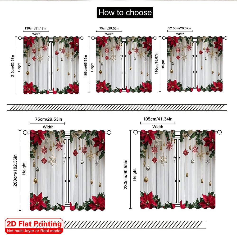 2D flat printing 2pcs Merry Christmas Popular Curtains Holiday Christmas3 Machine Washable Fabric Without Electricity Festive