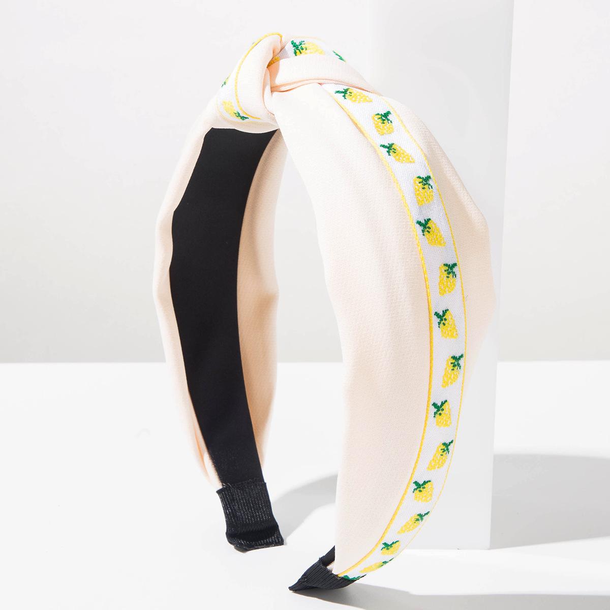 

2026 Headband Fashionable New Small Fresh Pastoral Fruit Series Strawberry Grape Knotted Wide Edge Headband Hair Accessories жовтий