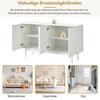 Modern Minimalist Pure White Sideboard with 4 Doors in Arched Pattern for Dining Room And Living Room (White)