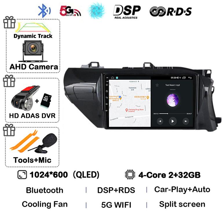 Android 14 Carplay Auto WIFI Car Radio For Toyota HILUX REVO VIGO IMV 2016  2017 2018 2019 2020 RHD GPS Multimedia Player Stereo
