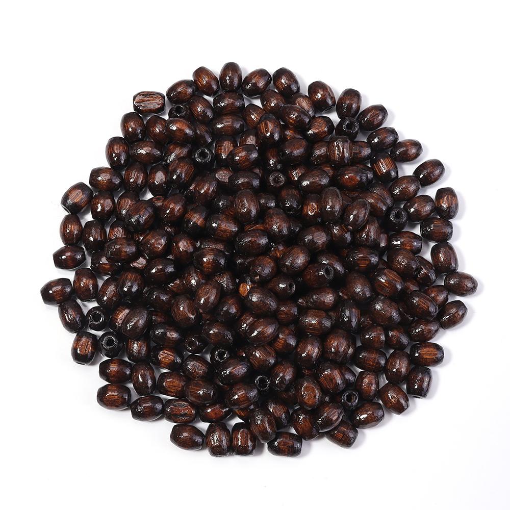 

100-500pcs/lot Baseball Shape Wooden Beads Dark Brown Oval Puzzle Prayer Long Spacer Wood Bead For DIY Bracelet Necklace Jewelry