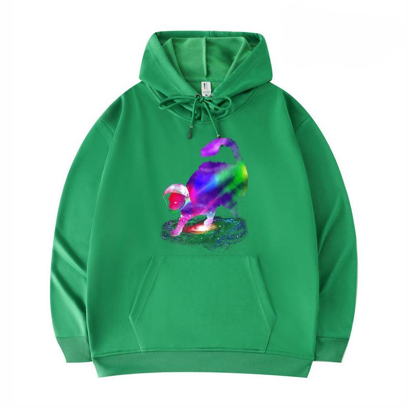 

Men s Hoodies Galaxy Cat Print Funny Harajuku Style Twill imitation cotton Hoodies