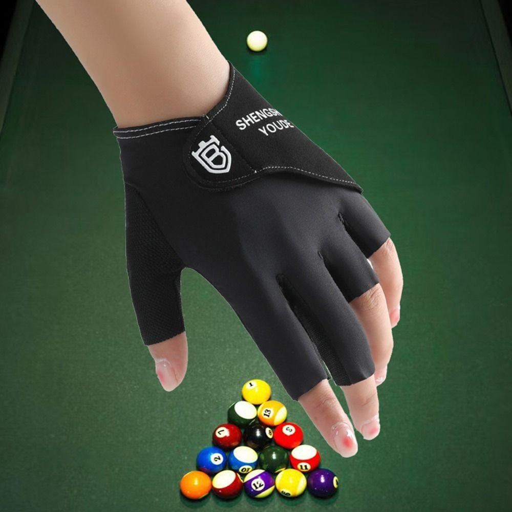 Left Hand Billiards Glove Non Slip Billiard Training Gloves Half Fingers Glove  Fitness Accessories