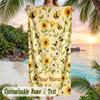 Bee Floral Garden Theme Quick Dry Beach Towel Custom Name Text Print Large Sand Resistant Towel Beach Vacation