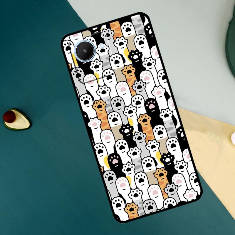 

Cute Funny Cats Paws Pattern For Realme C63 C61 C71 C55 C67 C51 C75 C65 C53 10 11 12 13 14 Pro Plus GT6 GT7 15 Pro Case Realme GT7