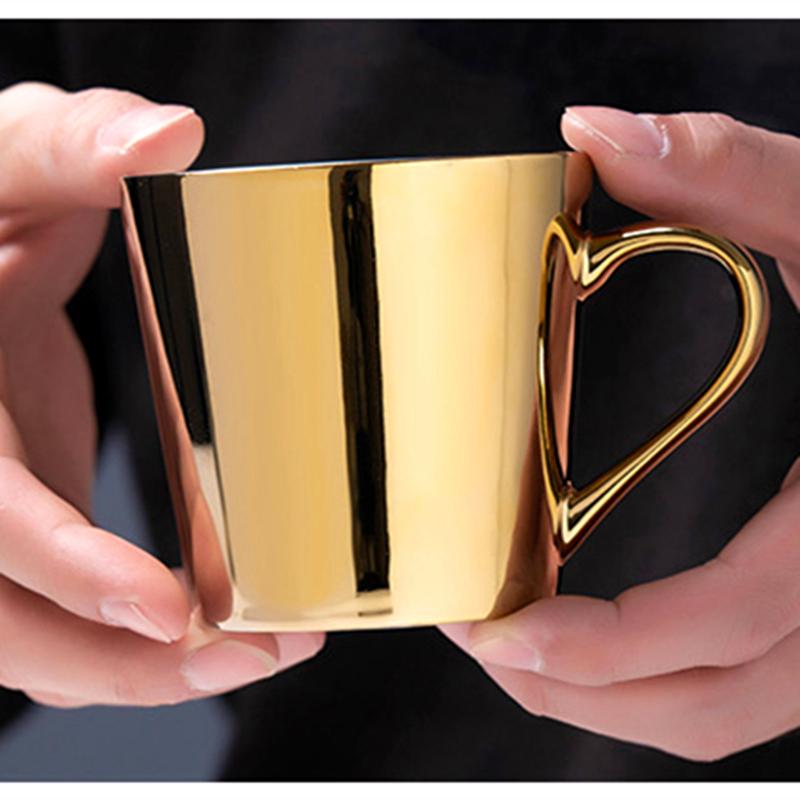 Mirror Coffee Mugs Specular Reflection Bird Procelain Tea Cups And Saucers Scoop European Style Coffeeware