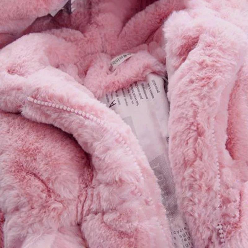 Baby Girls Warm Winter Coats Thick Faux Fur Fashion Kids Hooded Jacket Coat for Girl Outerwear Children Clothing