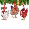 Wooden Scarf Chicken Hanging Pendant Funny Decorative Animal Hanging Pendant with Scarf Light String Decor for 5pcs