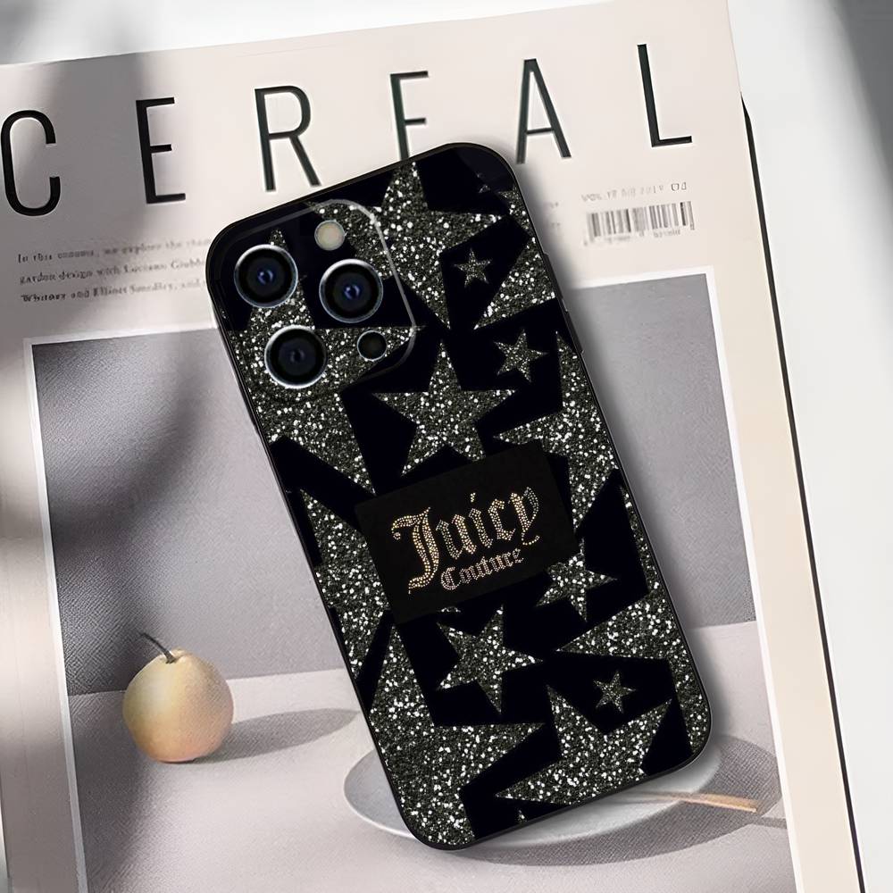 Pink J-Juicy C-Couture Phone Case For iPhone 17,16,15,14,13,12,11 Plus,Pro Max,XS,Soft Black Cover