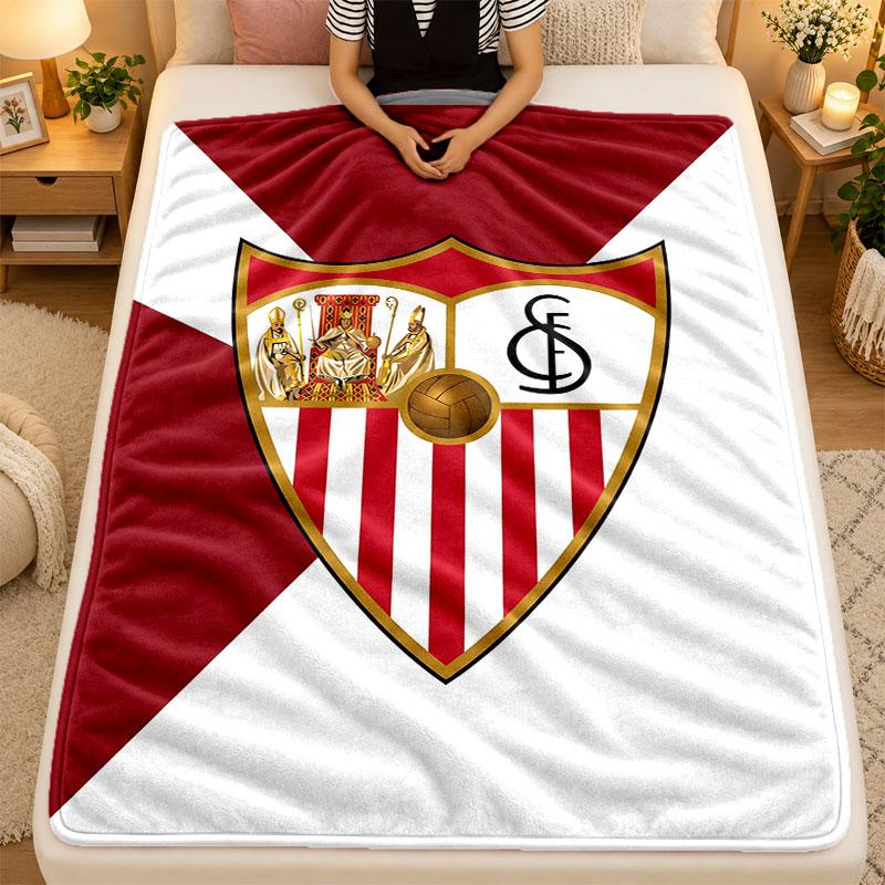 Coperta di Flanella Sevilla FC Calda Morbida Coperta Plaid per Uso Interno Divano Letto Soggiorno
