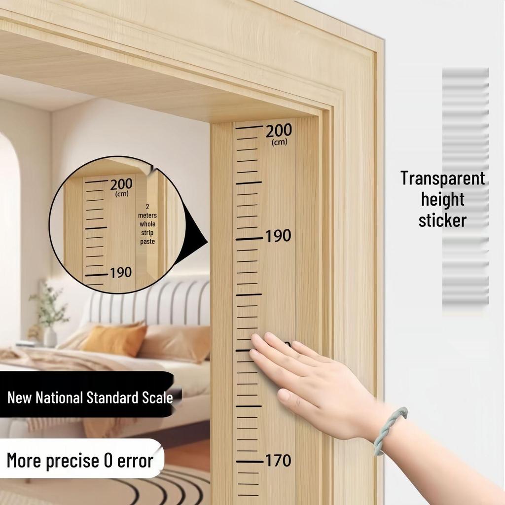 Children's Transparent Wall Height Stickers, 2 Meters, Waterproof, Removable, Non-Damaging