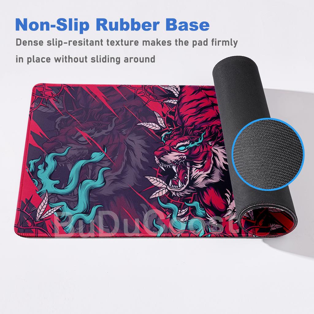 Anime Tiger Mouse Pad Large Size Laptop Computer Lock Edge Desk Mat Rubber Mousepad Gamer Carpet Gaming Accessories Keyboard Mat