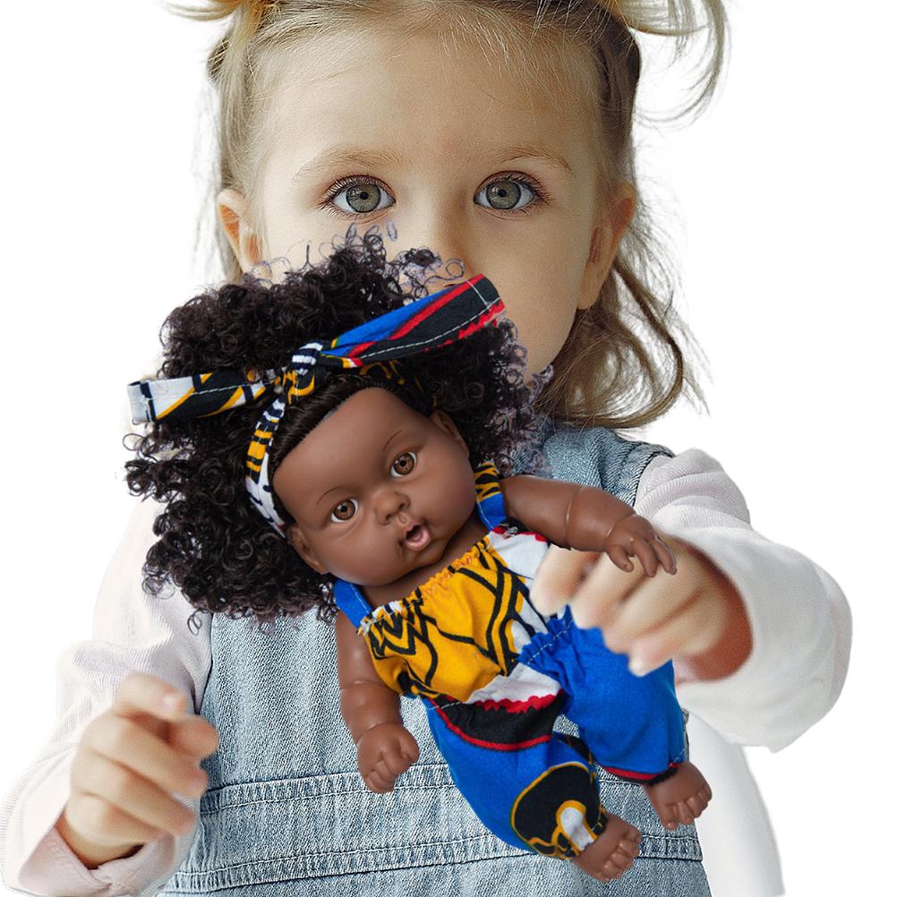 8 inch Black Dolls African Girl Dolls Lifelike Baby Play Doll for Kids Birthday Gift