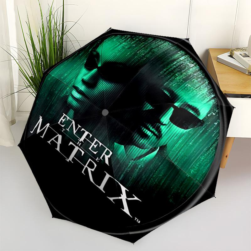 

1pc Matrix, Poster Umbrella - Automatic Open Compact Travel Umbrella with 48-Rib Durable Frame yy251021091