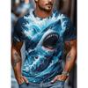 Fashion Men's Crew Neck Short Sleeve T-Shirt 3D Color Printing Summer Crew Neck T-Shirt