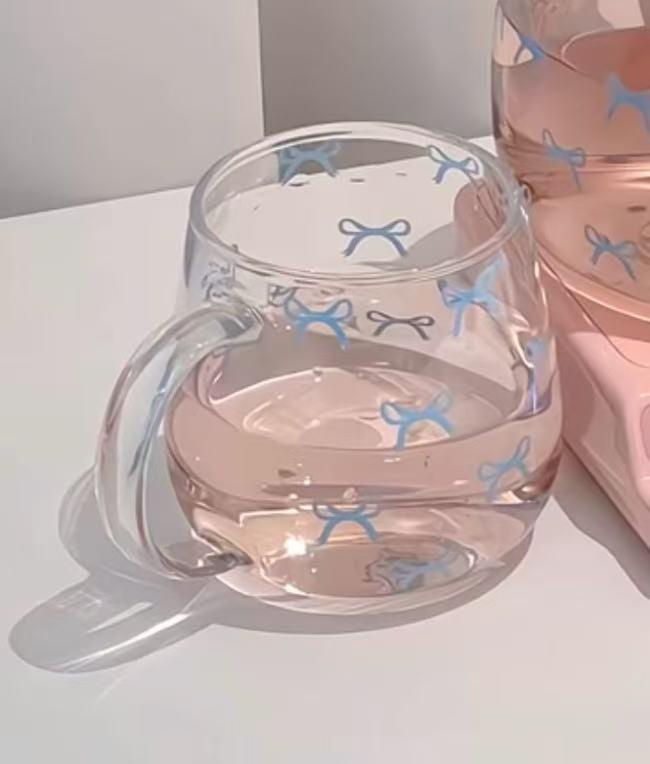 Sweet Bow Heat-Resistant Glass Tea Kettle and Cup Set - Large Capacity