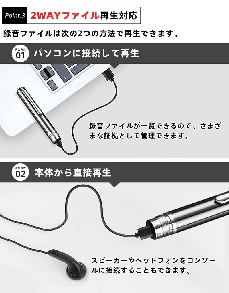 32GB Voice Large 25 Hours of Continuous Voice Noise Omnidirectional OTG MP3 High Easy to 6 for Language and Includes Japanese Instruction Recorder,