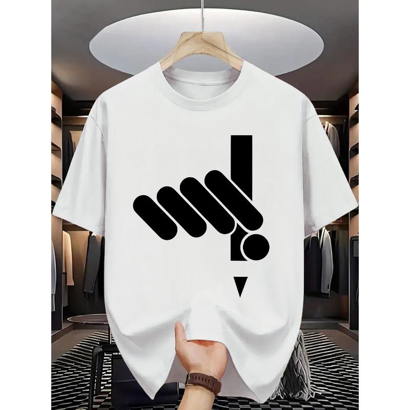 European Size Men's Summer Short Sleeve T-Shirt with Letter '' Print Suitable for Casual Casual Attire - Round Neck Breathable Fabric, Washable