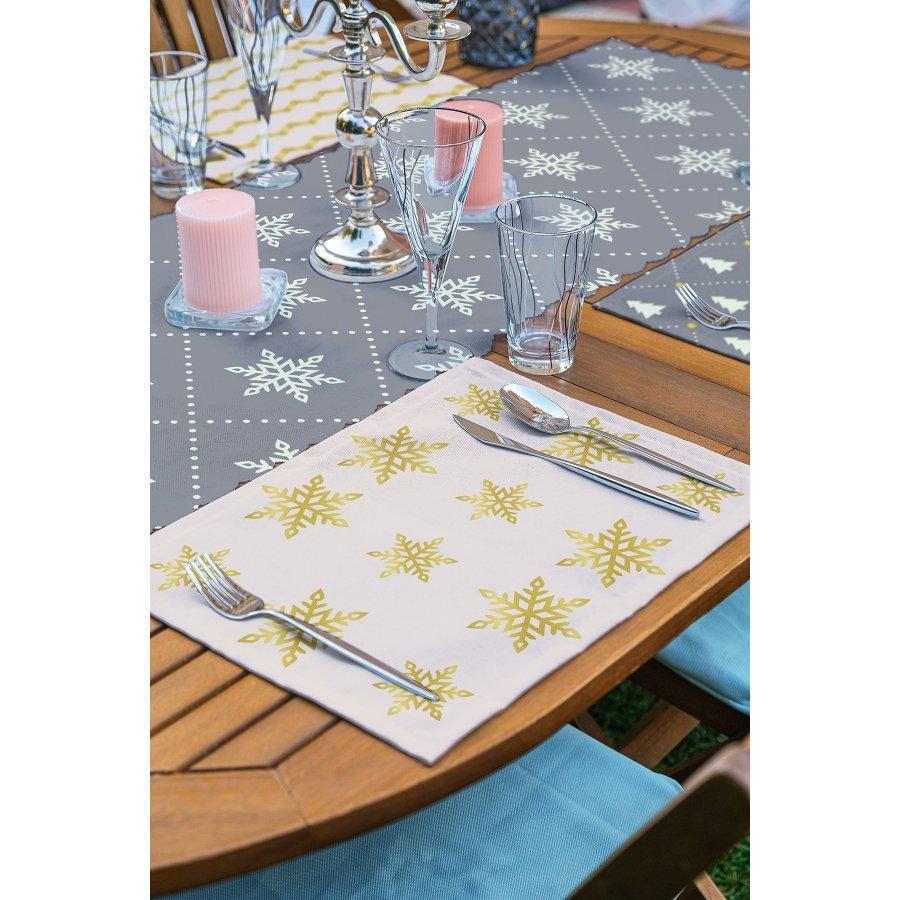 New Year Themed Snowflake Runner and Placemat Set 5 Pieces / Placemat Table Mat Dining Table Mat Coaster