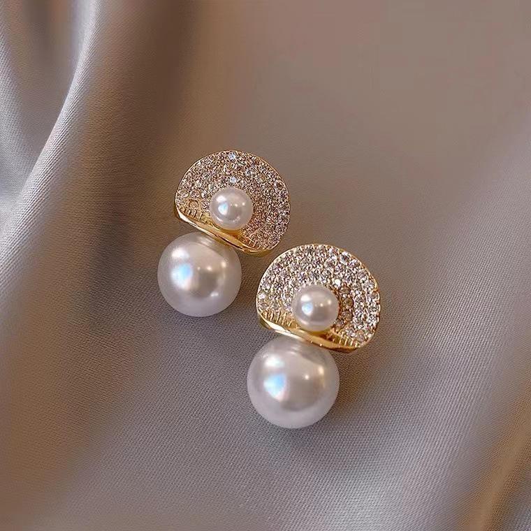 Silver Needle Pearl Flower Tassel Earrings - Women's Trendy All-Match Jewelry
