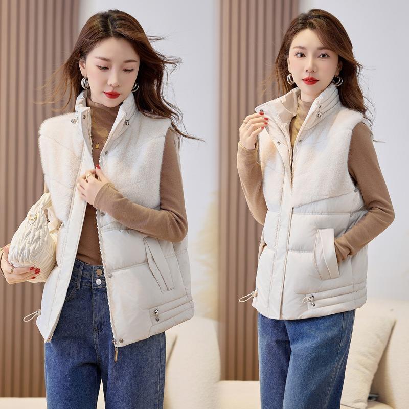 New down cotton vest women's short plush vest autumn and winter new casual loose coat